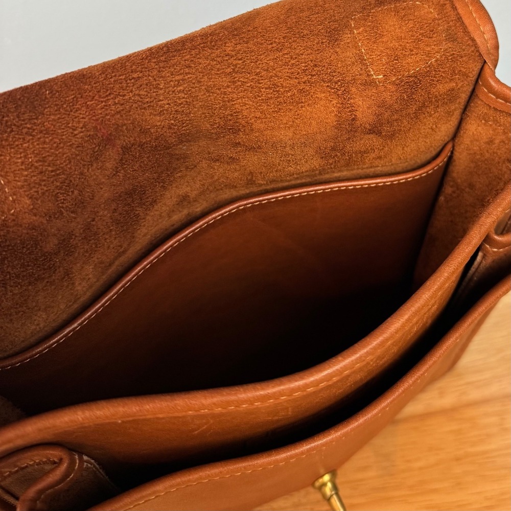 VTG Coach 9140 Station Bag British Tan Leather Crossbody Handle Strap USA Made - Picture 8 of 8